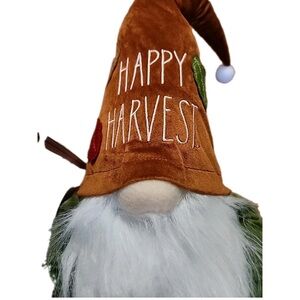 Rae Dunn Happy Harvest Gnome Pumpkin 20" Thanksgiving Weighted Bottom Home Decor